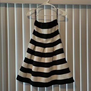 Strapless black and white stripe dress